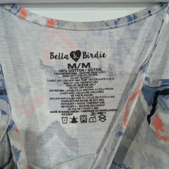 Bella & Birdie Ikat Patterned Dress Periwinkle Blue Peach Size Medium - Picture 2 of 3
